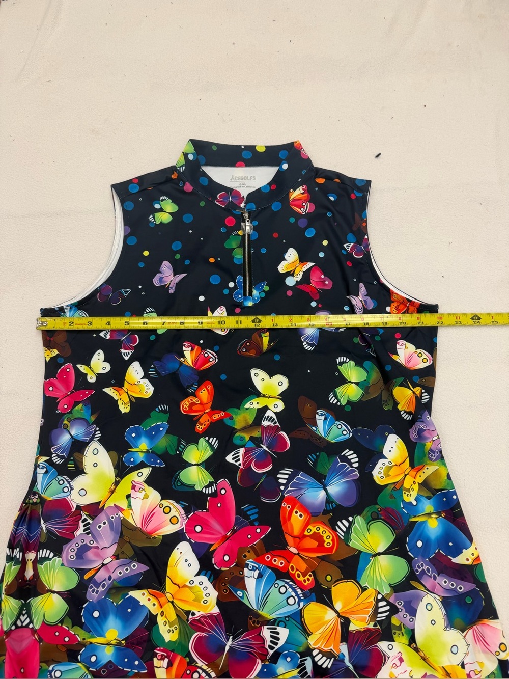 Acegolfs Women's Sleeveless Quarter Zip Golf Dress Butterfly Print Black XXL NWT - Picture 4 of 6